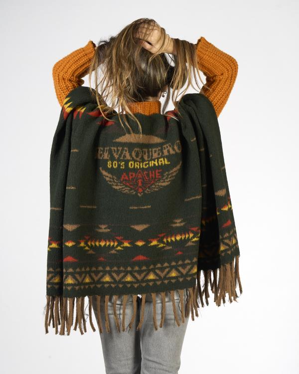 PONCHO HANDWOOL DARK GREEN